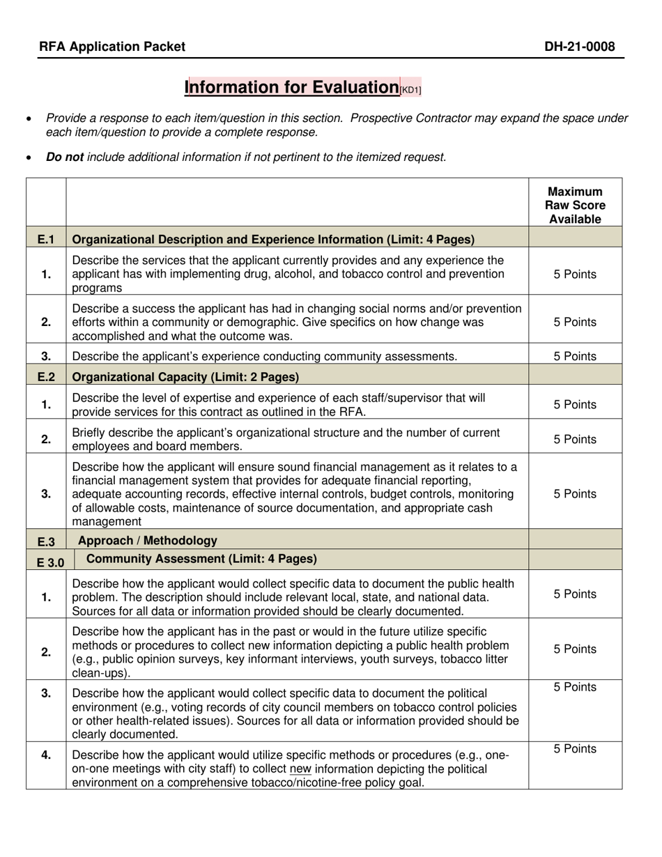 Form DH-21-0008 Community Sub Grants for Tpcp Application Packet - Arkansas, Page 5