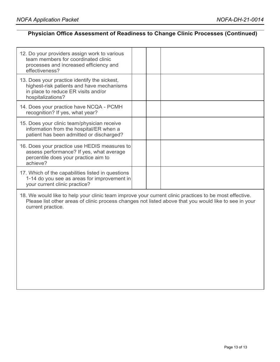 Form DH-21-0014 Arkansas Clinical Transformation (Act Program) Application Packet - Arkansas, Page 13