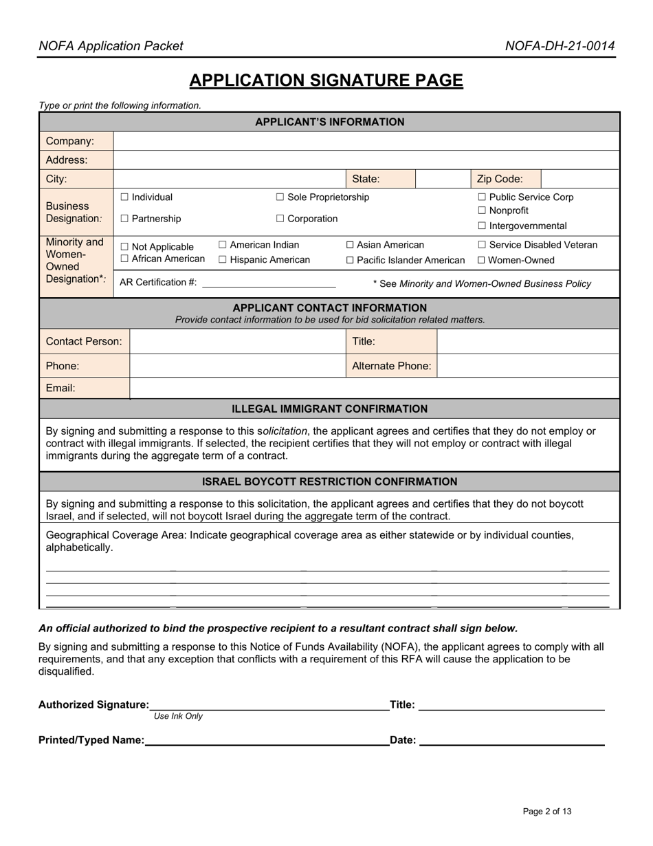 Form DH-21-0014 Arkansas Clinical Transformation (Act Program) Application Packet - Arkansas, Page 2