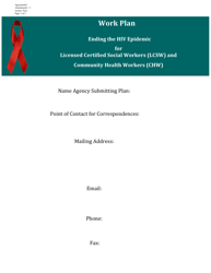 Document preview: Attachment 5 Work Plan - Ending the HIV Epidemic for Licensed Certified Social Workers (Lcsw) and Community Health Workers (Chw) - Arkansas