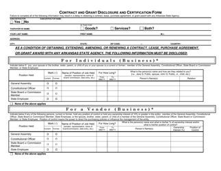 Document preview: Contract and Grant Disclosure and Certification Form - Arkansas
