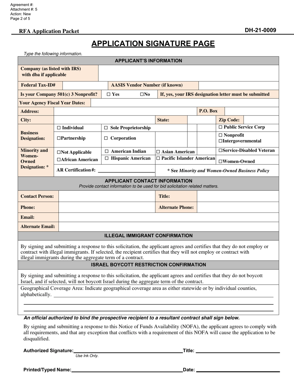 Form DH-21-0009 Ending the HIV Epidemic Community Organization Initiatives Application - Arkansas, Page 2