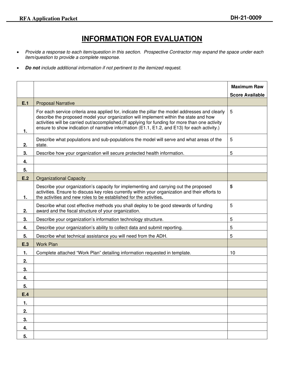 Form DH-21-0009 Ending the HIV Epidemic Community Organization Initiatives Application - Arkansas, Page 4