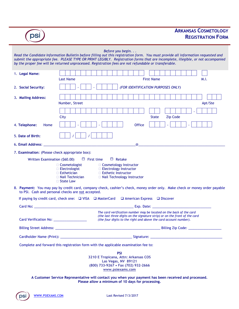 Arkansas Cosmetology Registration Form - Arkansas, Page 5