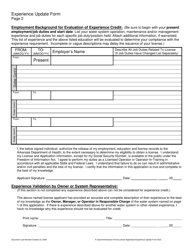 Water Operator Experience Update Form - Arkansas, Page 2
