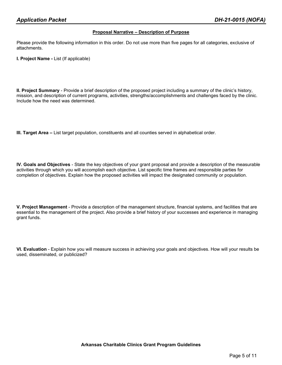 Form DH-21-0015 Arkansas Charitable Clinics Grant Program Application Packet - Arkansas, Page 5