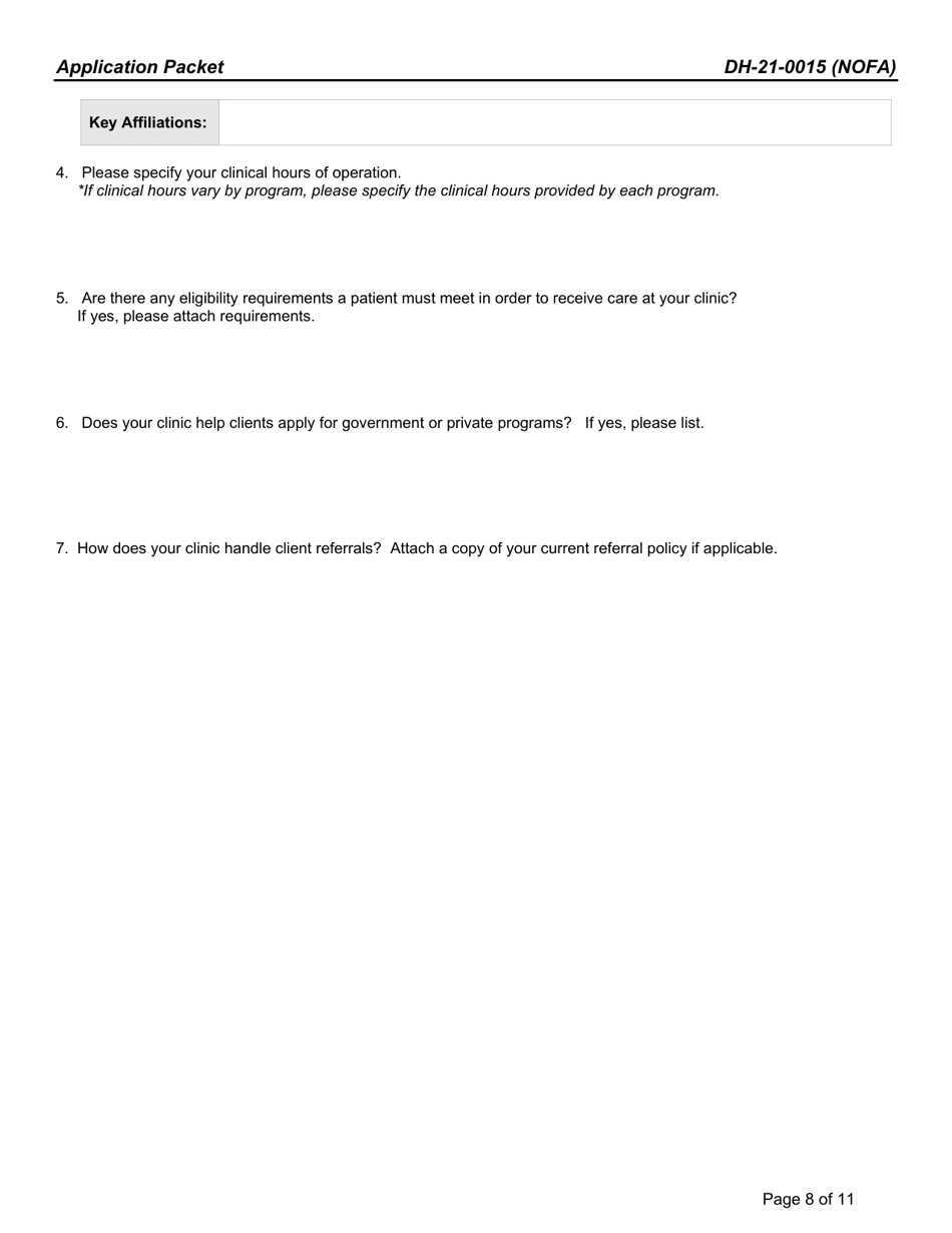Form DH-21-0015 Arkansas Charitable Clinics Grant Program Application Packet - Arkansas, Page 8