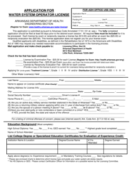 Application for Water System Operator License - Arkansas, Page 3