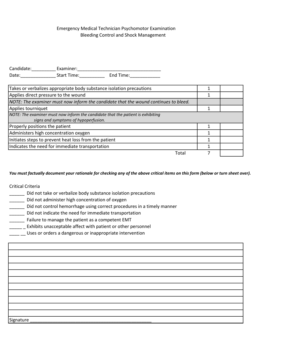 Arkansas Emergency Medical Technician Psychomotor Examination ...