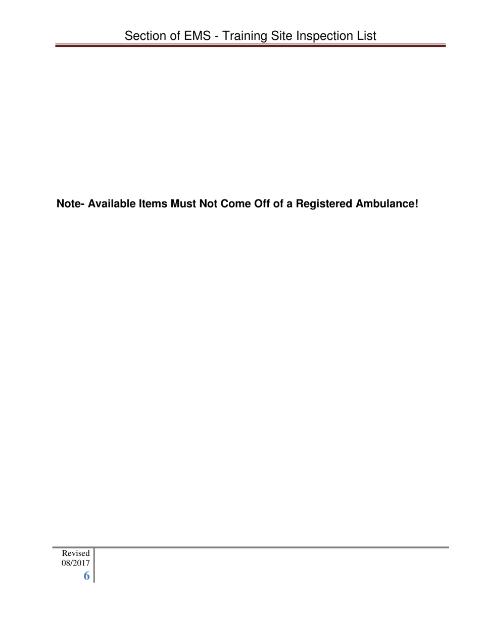 Section of EMS - Training Site Inspection List - Arkansas, Page 6