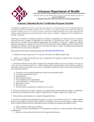 Arkansas Utilization Review Certification Program Checklist - Arkansas