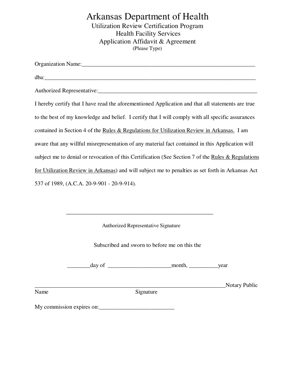 Arkansas Application for Certification as a Private Review Agent Fill
