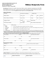 Military Reciprocity Form - Massage Therapy - Arkansas, Page 2