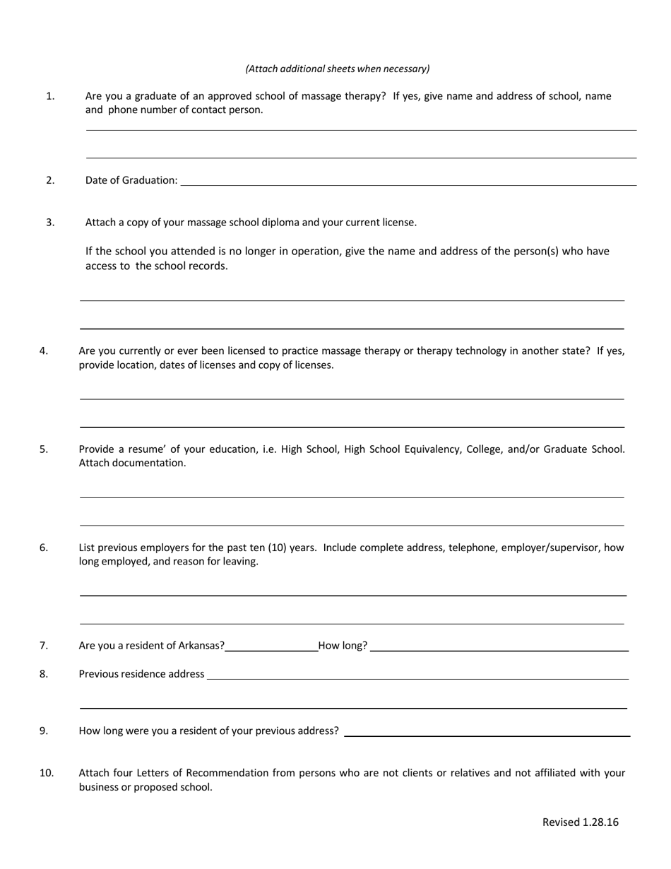 School of Massage Therapy Application - Arkansas, Page 2