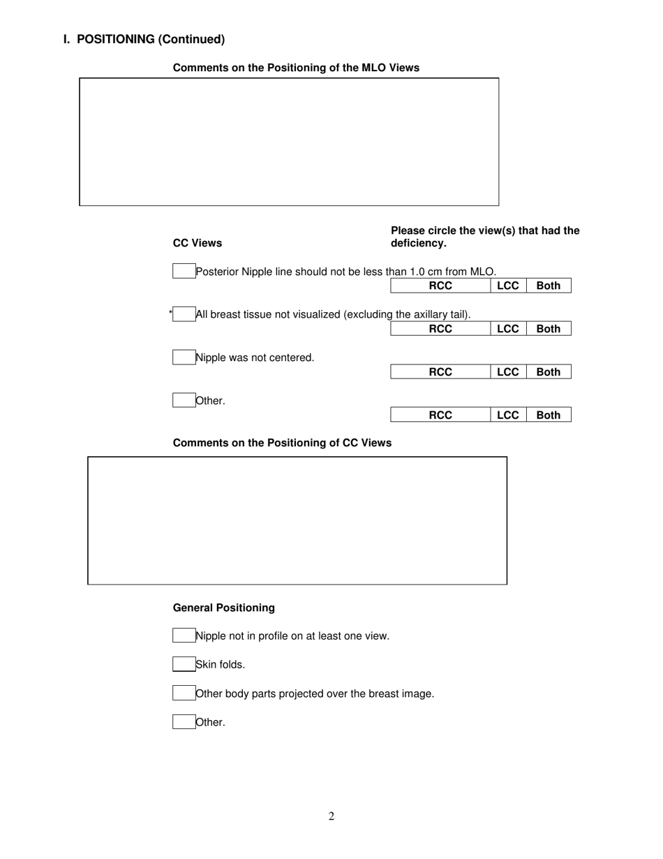 Mammography Evaluation Form - Physicians Review Form - Arkansas, Page 2