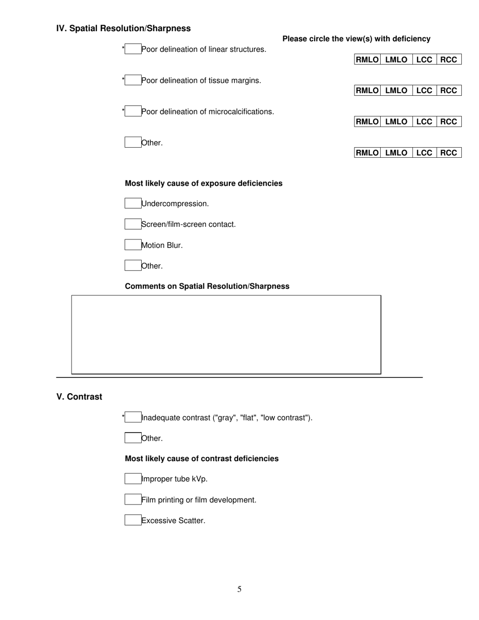 Mammography Evaluation Form - Physicians Review Form - Arkansas, Page 5
