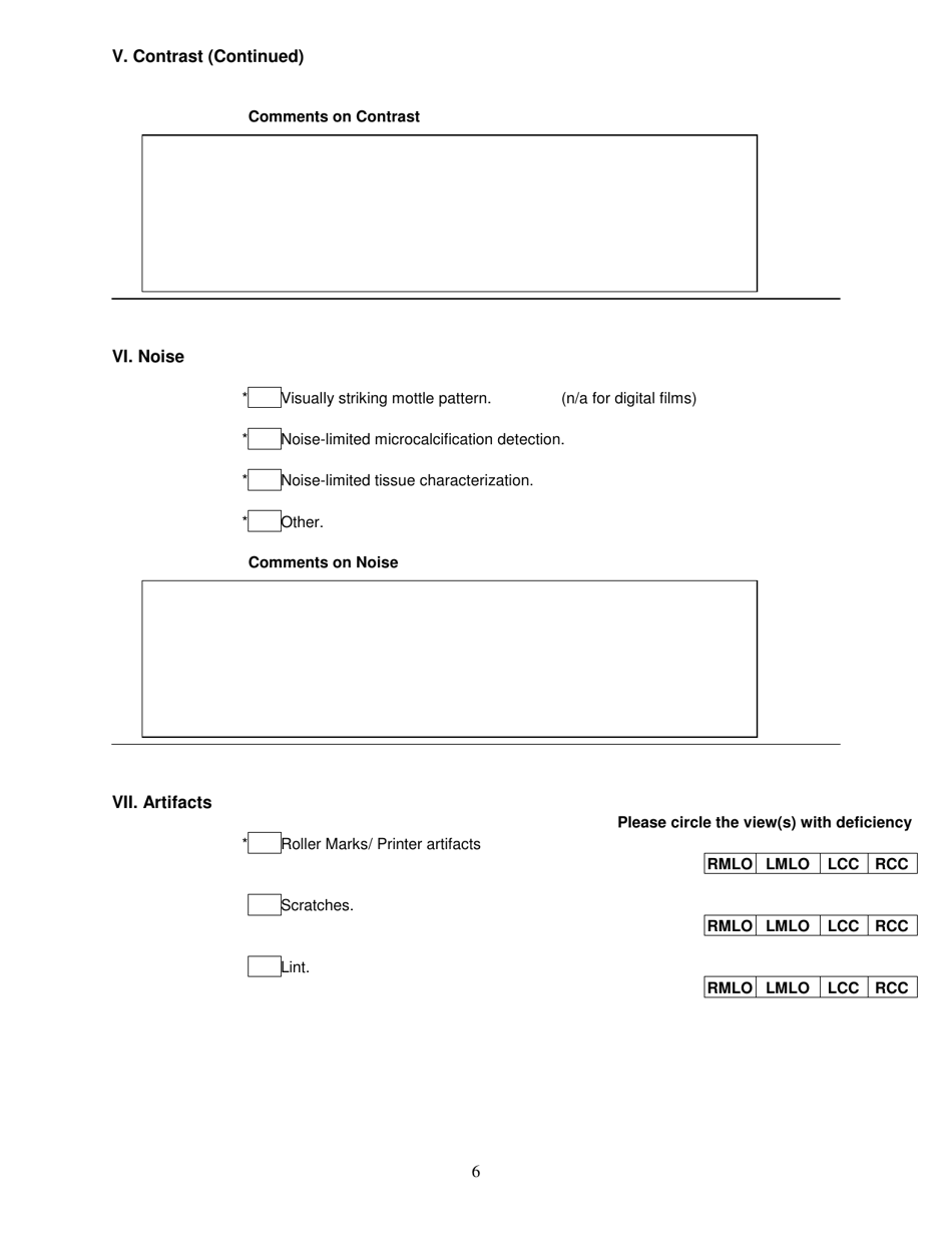 Mammography Evaluation Form - Physicians Review Form - Arkansas, Page 6