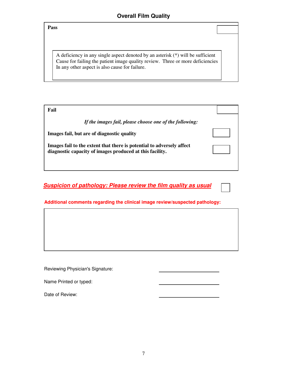 Mammography Evaluation Form - Physicians Review Form - Arkansas, Page 7