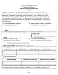 Document preview: Application for Medical Particle Accelerator License - Arkansas