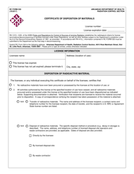 RC Form 530 &quot;Certificate of Disposition of Materials&quot; - Arkansas
