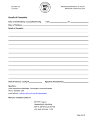 RC Form 720 Complaint Form - Arkansas, Page 2