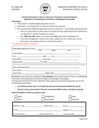 RC Form 700 Application for Limited Scope of Practice in Radiography Examination - Arkansas