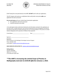 RC Form 700 Application for Limited Scope of Practice in Radiography Examination - Arkansas, Page 2