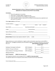 RC Form 703 Application for Temporary License Pet/Ct Cross-training - Arkansas