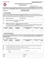 RC Form 201 Radiation Machine Facility Registration Change Request - Arkansas