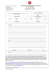Form WIC-14 &quot;Complaint Form - Wic Program&quot; - Arkansas