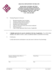 RC Form 801 Application for Registration as a Vendor in the State of Arkansas - Radioactive Materials Program - Arkansas, Page 4