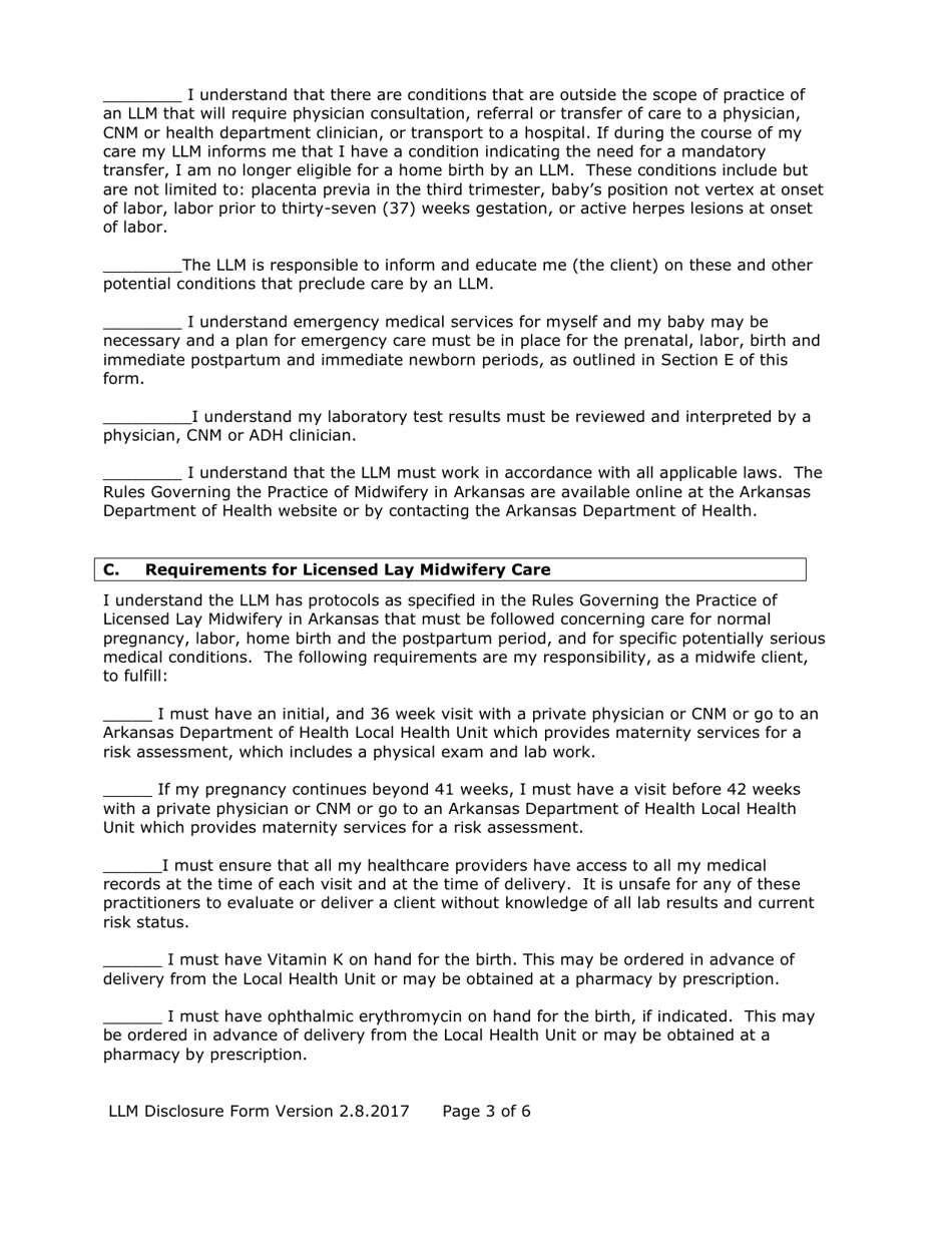 Llm Disclosure Form - Arkansas, Page 3