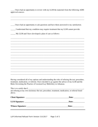 Llm Informed Refusal Form - Arkansas, Page 3