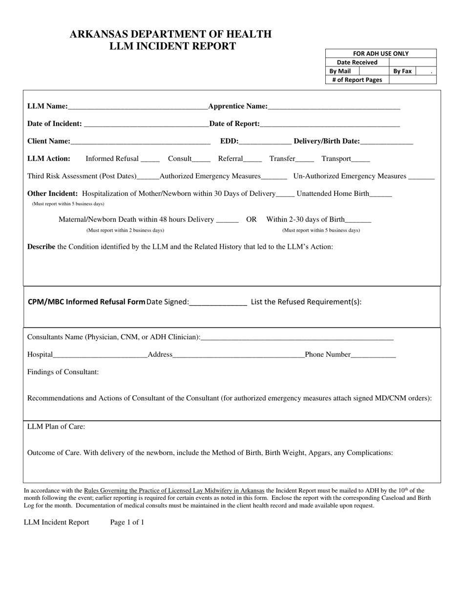 Llm Incident Report - Arkansas, Page 1