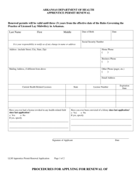 Transitional Apprentice Permit Renewal Form - Arkansas