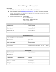 Document preview: Upc Request Form - Arkansas Wic Program - Arkansas