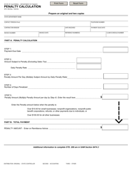 Document preview: Form STD.208 Penalty Calculation - California