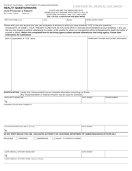 Form STD.610 Health Questionnaire (And Physician&#039;s Report) - California, Page 2