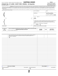 Form STD.254 Straight Bill of Lading - California, Page 2