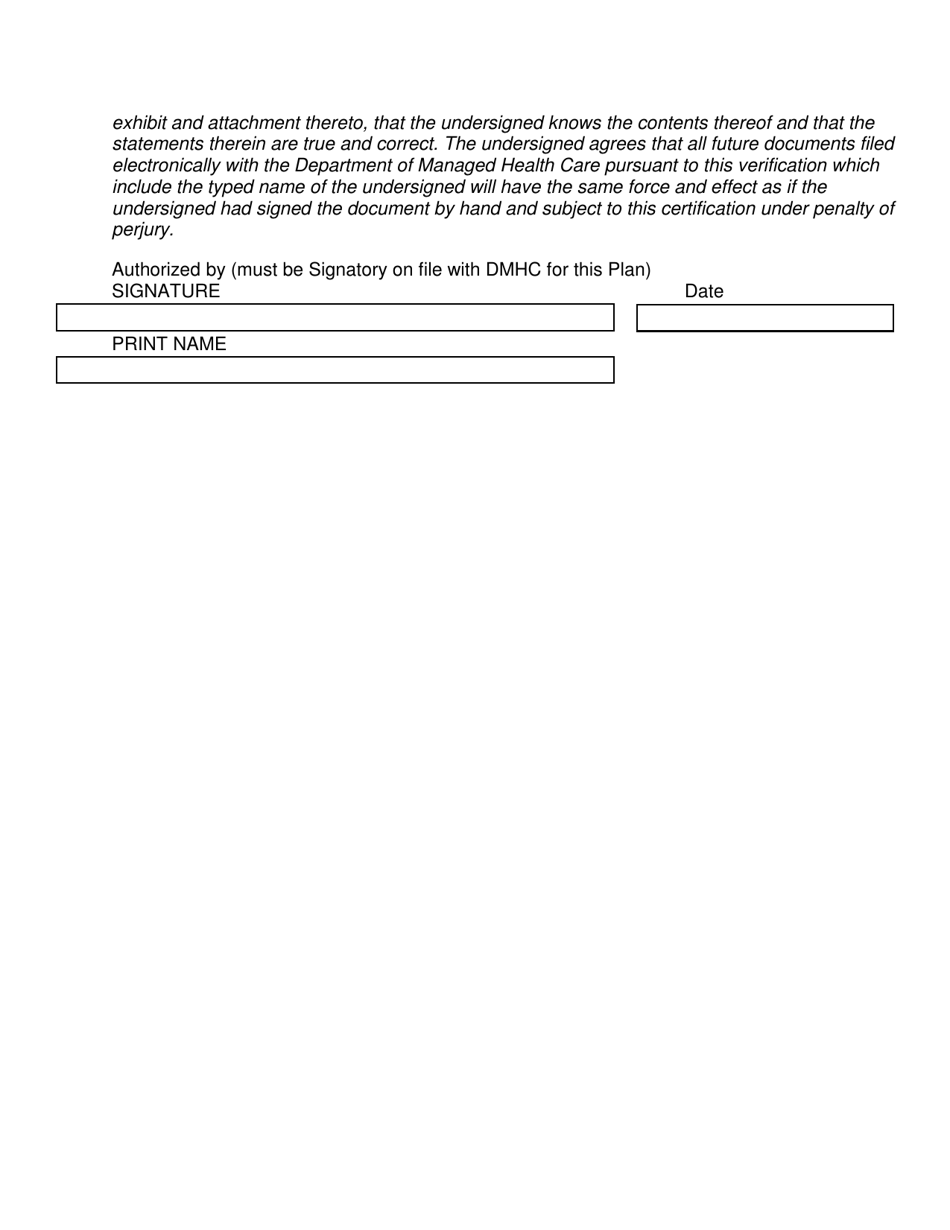 Form DMHC10-0066 Electronic Filing Signature Verification - California, Page 2