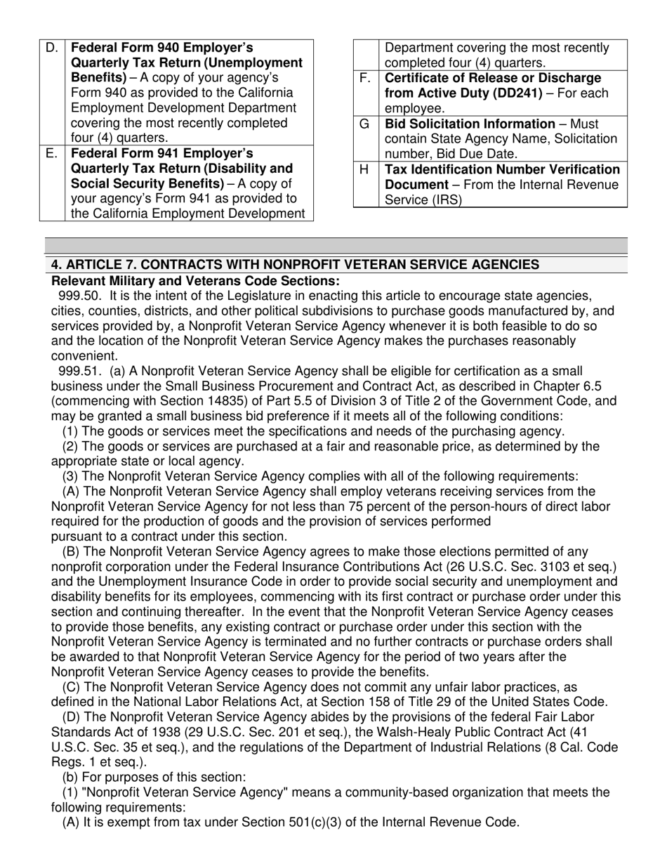 Form DGS PD803 Nonprofit Veteran Service Agency (Nvsa) Certification Application - California, Page 3