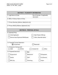 Form DMHC10-195 Pre-filing Request Form - California, Page 2