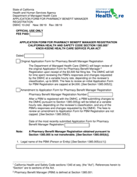 Form DMHC10-242 &quot;Application Form for Pharmacy Benefit Manager Registration&quot; - California