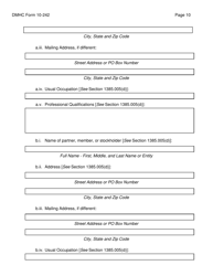 Form DMHC10-242 Application Form for Pharmacy Benefit Manager Registration - California, Page 10