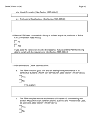 Form DMHC10-242 Application Form for Pharmacy Benefit Manager Registration - California, Page 13