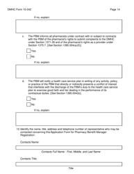 Form DMHC10-242 Application Form for Pharmacy Benefit Manager Registration - California, Page 14