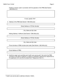 Form DMHC10-242 Application Form for Pharmacy Benefit Manager Registration - California, Page 2