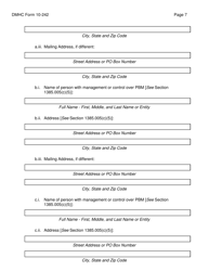 Form DMHC10-242 Application Form for Pharmacy Benefit Manager Registration - California, Page 7