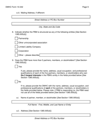 Form DMHC10-242 Application Form for Pharmacy Benefit Manager Registration - California, Page 9