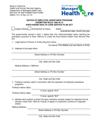 Form DMHC10-112 &quot;Notice of Eap Exemption Form&quot; - California